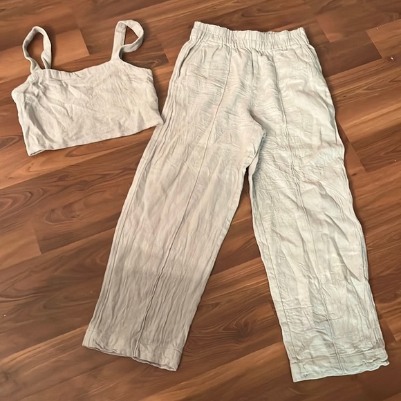 Madewell Set- Breezewoven Pull-On High-Rise Straight Pants XXS and Top S - Picture 3 of 5